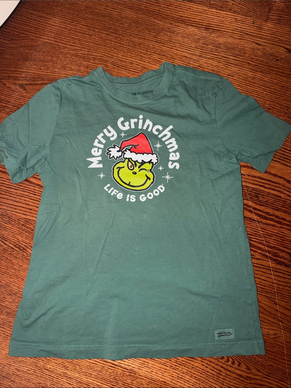 Life Is Good Green Grinch Graphic Tee with Red Accent